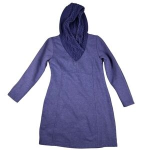 prAna Women's Purple Cable Knit Hooded Long Sleeve Dress Size S